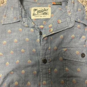 Howler Brothers Light Blue Shirt with Colorful Pattern
